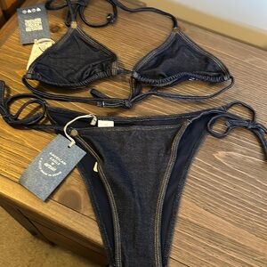 NWT American Eagle Aerie Denim Bikini Set Size Small